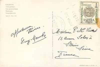Caldetas — Vista panorâmica — Editor L. Porros, Série II N° 570 — Verso