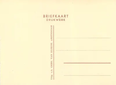 Moinho de vento — paisagem com lótus — H.B. — editor Uitg. v.h. Gebr. van Rijkom, Amsterdam — Verso