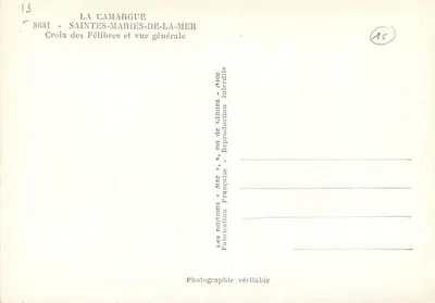 Croix des Félibres — Saintes-Maries-de-la-Mer — Edições « Mar », Bd de Cimiez, Nice — Verso