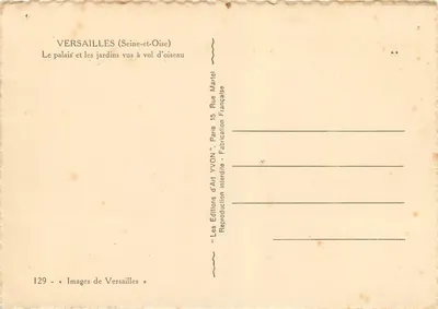 Versailles — Schloss und Gärten aus der Vogelperspektive — Éditions d’Art Yvon — Rückseite