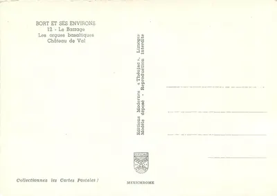 Bort-les-Orgues — Zamek Val i przepływ — Wydawnictwo Modernes « Théolac » — Rewers