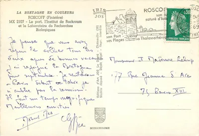 Roscoff — vista do porto, dos edifícios e da cidadela — Éditions d'Art Jos — Verso
