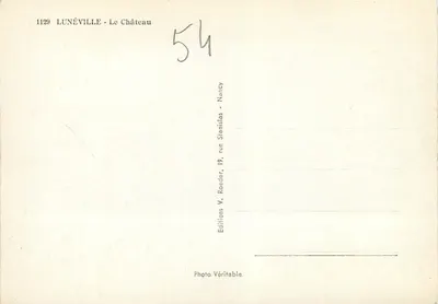 Lunéville - O Castelo — vista do parque com estátua equestre — Roeder — Verso
