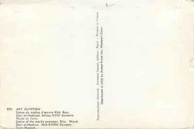 Estátua do arquiteto Khâ — Império Médio — editor Fernand Hazan, n° 979 — Verso