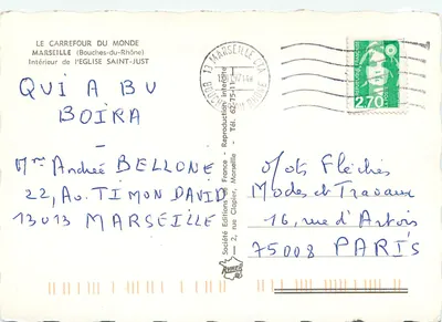 Interior da Igreja de São Justo — Marselha (Bocas do Ródano) — Sociedade Edições da França — Verso