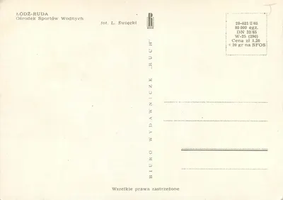 Lodz-Ruda — Ośrodek Sportów Wodnych — editor BIURO WYDAWNICZE „RUCH” — Verso