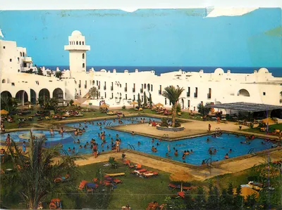 Bilhete postal moderno Pueblo Indalo Mojacar (Almeria) Piscina