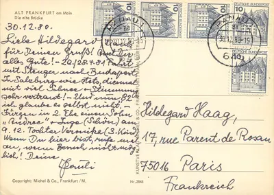 Frankfurt am Main — Die alte Brücke — H. Thomas — Verso