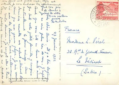 Strefa narciarska St. Moritz-Suvretta — widok z zimnych gór — Photo & Verlag Steiner, St. Moritz, nr 5789 — Rewers
