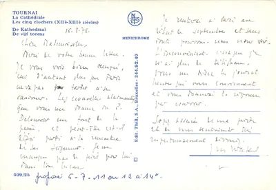 Tournai — A catedral (séculos XII-XIII) — Edit. Thill, S.A., Bruxelas - 344.92.40 — Verso