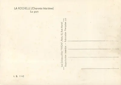La Rochelle (Charente Maritime) — O porto — Edições d'Art 'YVON', Paris — Verso
