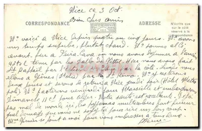 La Côte-d'Azur — De MONACO à SAN-REMO, vue en Aéroplane — LL. — Verso