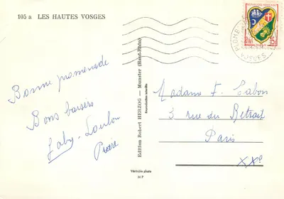 Las Altas Vosgas — Vista panorámica — Edición Robert Herzog (Haut-Rhin) n°105a — Reverso