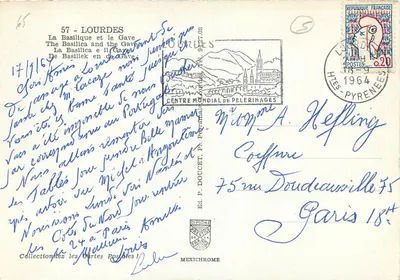 Lourdes — La Basilique et le Gave — Ed. P. Doucet, n° 57 — Rewers