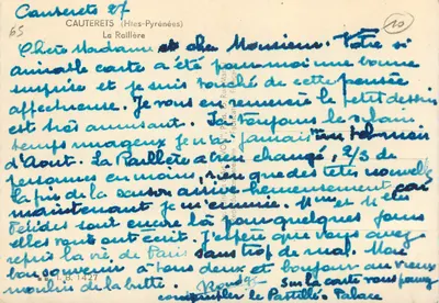Cauterets (Hautes-Pyrénées) — La Raillière — editore anonimo, numero di serie 65 — Verso