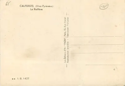Cauterets (Hautes-Pyrénées) — La Raillère — Wydawnictwo Sztuki 'YVON' — Rewers