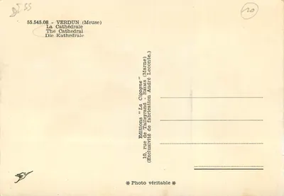 Verdun — Catedral — Éditions 'La Cigogne' n°55.545.08 — Verso