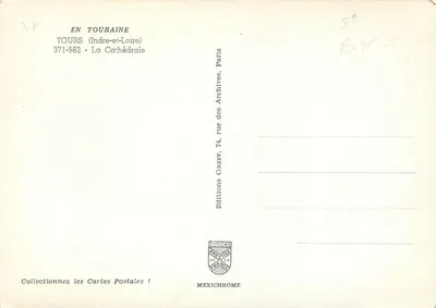 Tours — Catedral — Ediciones Greff, París — Reverso