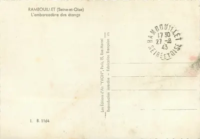 A doca dos lagos — Ramboillet (Seine-et-Oise) — Edições de Arte 'YVON', Paris — Verso