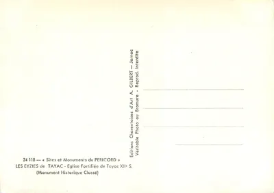 Les Eyzies - Zamek Tayac — Wydawnictwo Sztuki Charentaise PERICORD, nr 24 118 — Rewers