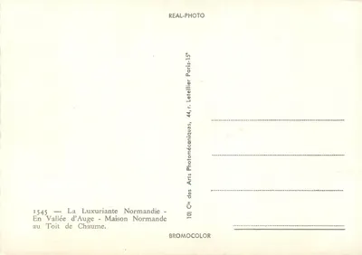 Casa Normanda com Telhado de Chaume — Vale da Auge — Letellier Paris-15e — Verso