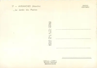 Avranches (Manche) — O Jardim das Plantas — Edições Gaby — Verso