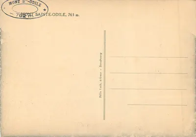 Mont Sainte-Odile — widok panoramiczny kompleksu religijnego — wydawca Félix Luib, Strasbourg — Rewers