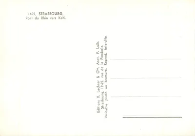 Pont du Rhin vers Kehl — Strasbourg — Éditions X. Lechner & Cie — Verso