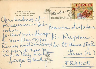 Montreux — The Church of Glion and the Dents du Midi — Jaeger Editions, Geneva — Back