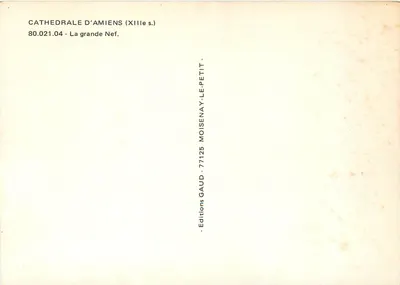 Katedra w Amiens (XIII w.) — Wielka nawia — wydawnictwo Moisenay-Le-Petit — Rewers