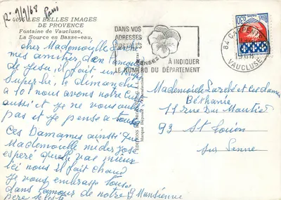 Fontaine de Vaucluse — A Fonte em Basse-eau — Éditions des Belles Images, n°4096 — Verso