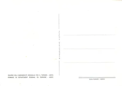 Vale de Aosta — Carta postal ilustrada — Saiga Paragon - Gênova — Verso