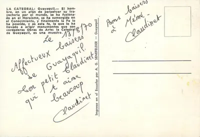 Katedra w Guayaquil — Wydawca A. G. Senefelder — Numer serii nie widoczny — Rewers