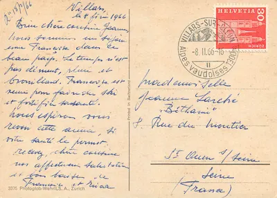 Villars-Bretaye — estação de esqui — Photoglob-Wehrli S.A., Zurique — Verso