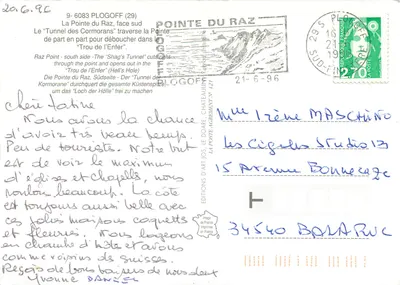 Le Trou de l'Enfer — Pointe du Raz — Wydawnictwo Artystyczne Jos. Le Doare, n°121 — Rewers