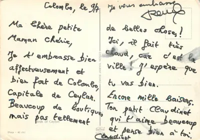 Aves de Ceilão — Ceylon Tourist Board, n°1432/47 — Verso