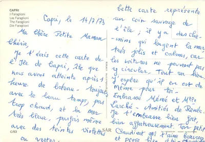 Les Faraglioni — Capri — wydawca SAR, nr C/93 — Rewers