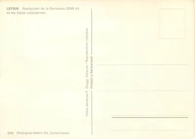 Restauracja Berneuse (2048 m) — Alpy walenskie — Photoglob-Wehrli SA, Zurych/Vevey, n° 2346 — Rewers