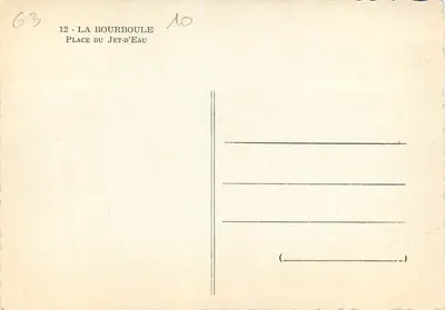 La Bourboule — Plac Jet-d'Eau — wydawca nieznany, nr 12 — Rewers