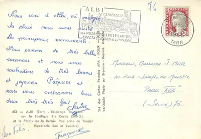 Albi — Catedral e Palácio da Berbie — iluminação noturna — APA — Verso