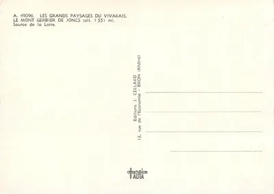 O Monte Gerbier de Joncs — Fonte do Loire — Edições J. Cellard, Bron (Rhone) — Verso