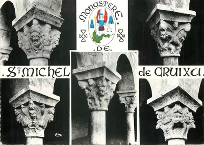 Mosteiro de São Miguel de Cruixà — colunas com capitéis esculpidos — editor CIM