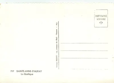 Sainte-Anne-d'Auray — A Basílica — Edição MESNY — Verso