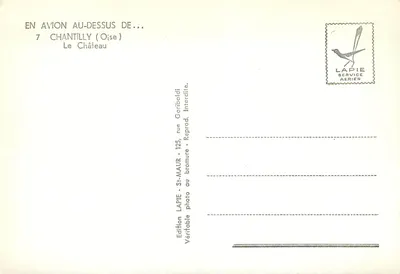 Chantilly — Castelo visto de cima — Lapie Service Aérien — Verso