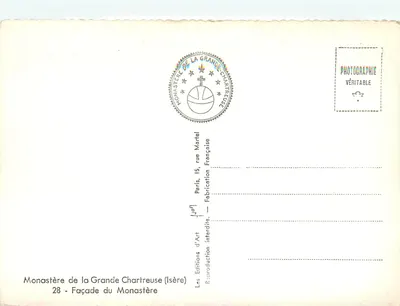Mosteiro da Grande Chartreuse — Fachada — Edições de Arte Martel — Verso