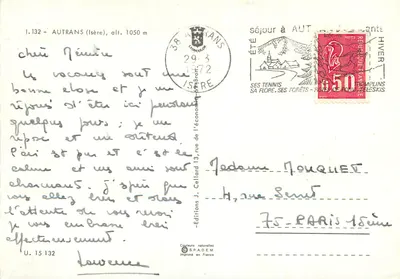Autrans — estação de esqui — Éditions J. Cellard — Verso