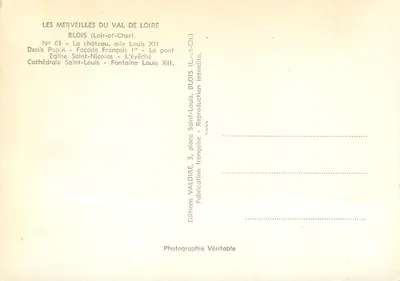 Erinnerungen an Blois — Wunder des Loire-Tals — Valoire Edition — Rückseite