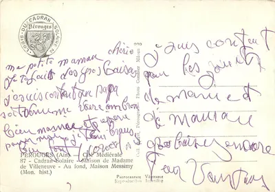 Pérouges — Che Médiévale — Casa da Senhora Messimy — editor Cim — Verso