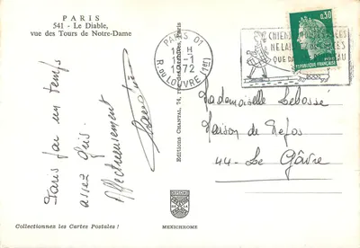 Paryż — Widok z wież Katedry Notre-Dame — Wydawnictwo Chantal, n°541 — Rewers