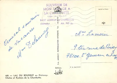 Lac du Bourget — Keten en Rozen van de Chambotte — S.A. ANNECY Uitgaven 505 — Achterkant
